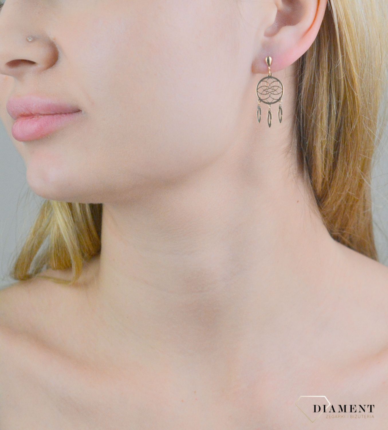 Kolczyki złote łapacz snów próba 375, KL 12377 375.jpg